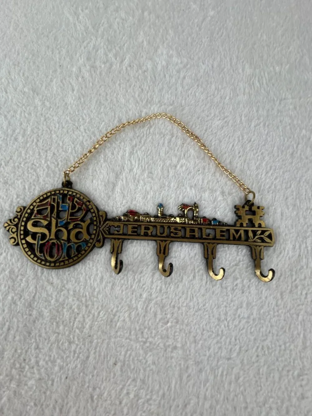 Vintage Brass Shalom Jerusalem key hanging key holder Home Decor
